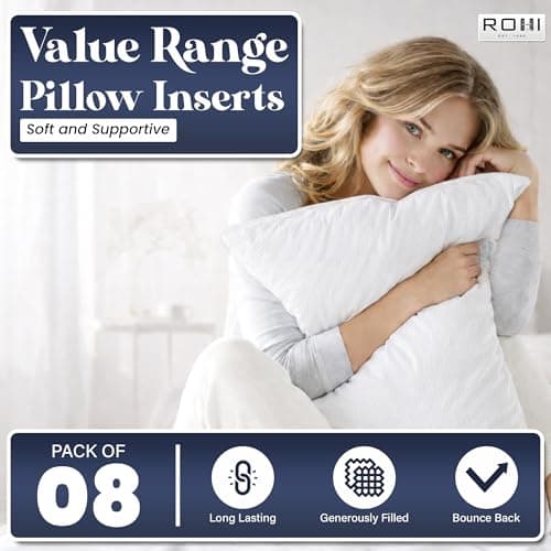 Rohi Everyday Comfort Pillows 8 Pack | Neck Support Hypoallergenic Pillow | Breathable Medium Firm Pillows for Back, Front & Side Sleepers | UK Made 45 × 66 cm — view 2