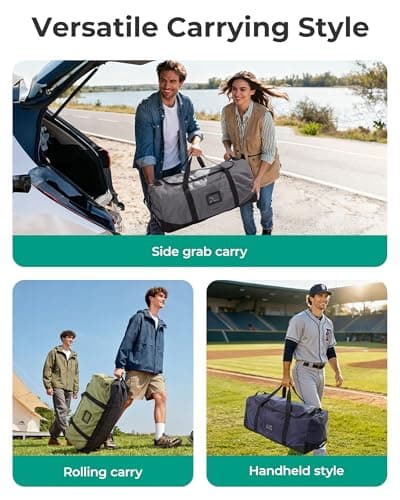 BAGSMART 83L Foldable Holdall Bag with Wheels, Men's Large Travel Duffle — view 3