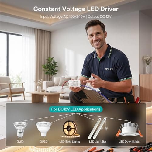 REYLAX 12V LED Driver 15W, Power Supply Unit, 240V AC to 12V DC Transformer — view 6