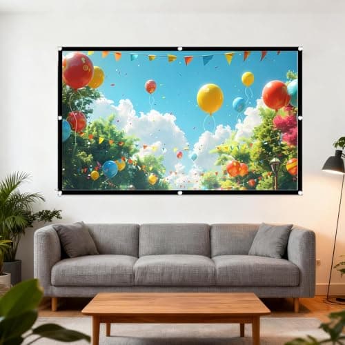 Projector Screen - Portable Foldable Theater Screen, Large Video Roll Up Magnetic, Wide Viewing Panel | Indoor Outdoor Cinema Equipment for Camping RV Backyard — view 3