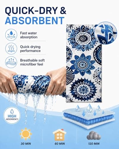 Microfibre Beach Towels for Adults 180x60cm, 2 in 1 Large Beach Towel That Turns Into a Bag, Quick Dry Reusable Soft Towels, Sand Free, Lightweight for Sun Loungers, Travel, Pool, Gym, Camping — view 5