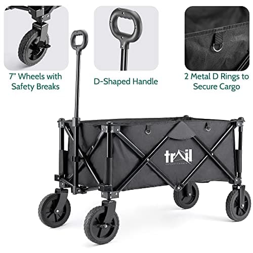 Trail Folding Camping Festival Trolley, 80kg Capacity, Black — view 6