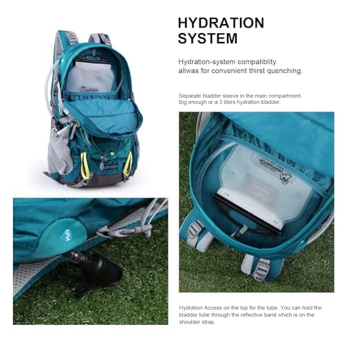 MOUNTAINTOP Hiking Backpack 40L Water Resistent Trekking Rucksack for Men Women Outdoor Traveling pack Daypack 55 x 35 x 25 cm — view 5