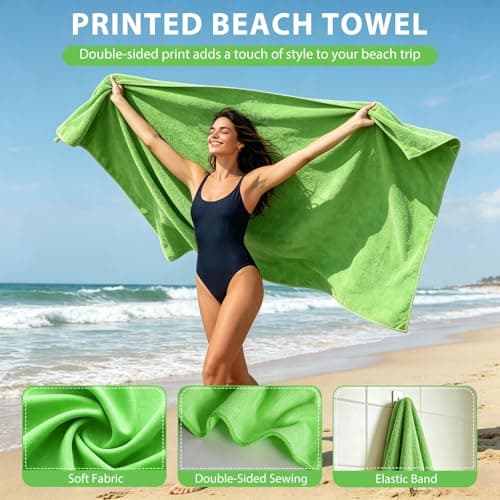 Indrnif Outdoor Magnetic Bath Towel 190 X 80 cm,Quick-Dry Sand-Resistant Beach Towel with Magnetic Closure,Oversized Microfiber Bath Towel for Travel, Swimming, Pool, Yoga, Hiking, Camping (green) — view 3