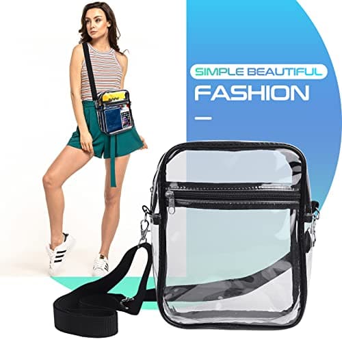 Runmeihe Clear Bag for Concert Stadium Approved, Plastic Clear Cross Body Bag with Adjustable Strap, Waterproof Multifunction Transparent Bag for Men Women Work Travel — view 5