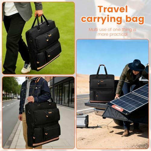 VAVPUP Folding Solar Panel Storage Bag, Oxford Waterproof Carry Case with Shoulder Strap & Zipper, Portable for Jackery Solar Saga 100W 100X 200W, Outdoor Camping Travel(black) — view 4