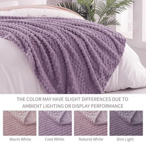 Exclusivo Mezcla Large 3D Fleece Blanket for Sofa, Couch, Grayish Purple — view 4