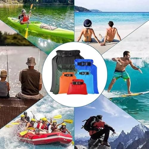 QIGEN LTD 5/6 Pack Waterproof Dry Bags，Dry Sack Waterproof Bag Lightweight for Hiking,Backpacking,Kayaking,Camping,Swimming,Boating (Multicolor) — view 6