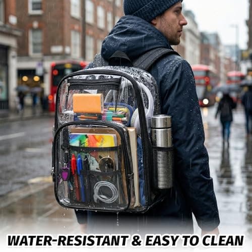 Wrbugukeji Clear Backpack, Transparent Daypack, PVC Waterproof See Through Rucksack See Through Crossbody Bag for Work Travel Concert Sports Unisex(43x31x15cm) — view 4