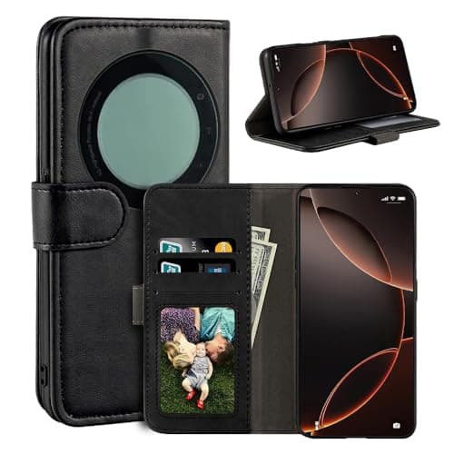 UOGNADGD Faux Leather Flip Case for ZTE Telstra 5G Wi-Fi - Black