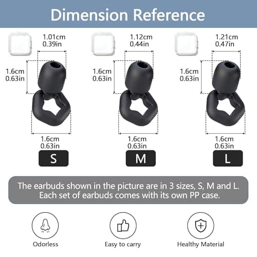 Ear Plugs for Sleep, 3 Pairs(S/M/L) Noise Cancelling Ear Plugs, Hearing Protection EarPlugs for Noise Reduction 35dB, Comfortable Silicone Earplugs for Sleep, Focus, Concerts, Study, Travel — view 6