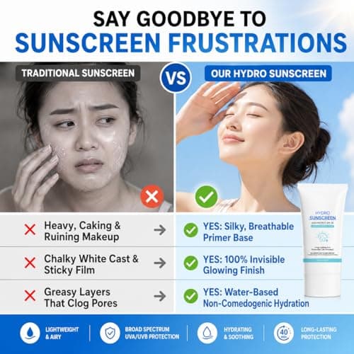 Sunscreen SPF 50 for Face, Water-Based Moisturiser with SPF, Broad Spectrum UVA/UVB Protection, No White Cast & Non-Greasy, Lightweight Daily Sun Cream Under Makeup, Travel Size 50g — view 5