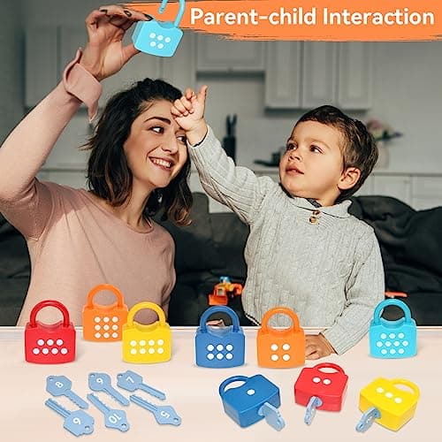 ZIB 20PCS Lock and Key Toy, Matching and Counting Number Toys for Boys and Girls, Montessori Toddlers Toys to Develop Fine Motor Skills, Preschool Learning Toys for Children 3 4 5 6 Years Old — view 2