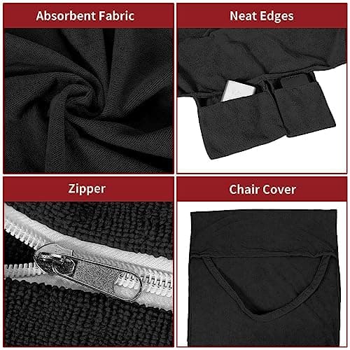 Vinsani Sun Lounger Beach Towel with Pockets, Soft & Quick Dry, Black — view 5
