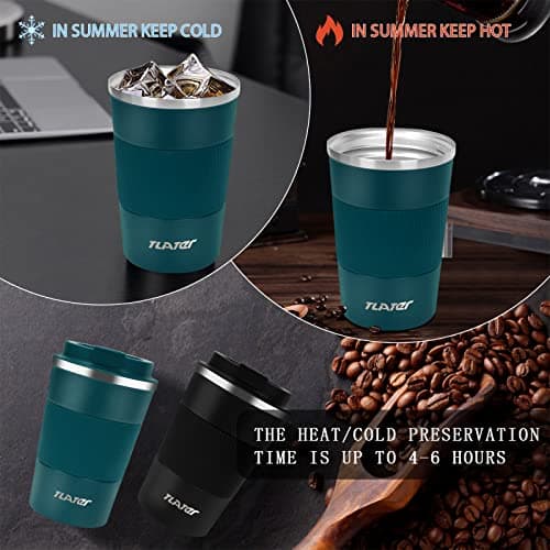 Tlater Thermal Mug 380ml with Leakproof Lids - Travel Stainless Steel Double Wall Vacuum Cup for Hot and Cold Drinks, Coffee and Tea — view 6