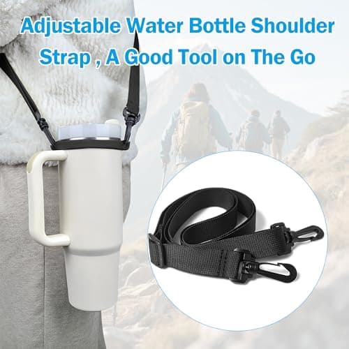 QACUU Black Adjustable Water Bottle Carrier with Shoulder Strap for Travel — view 2