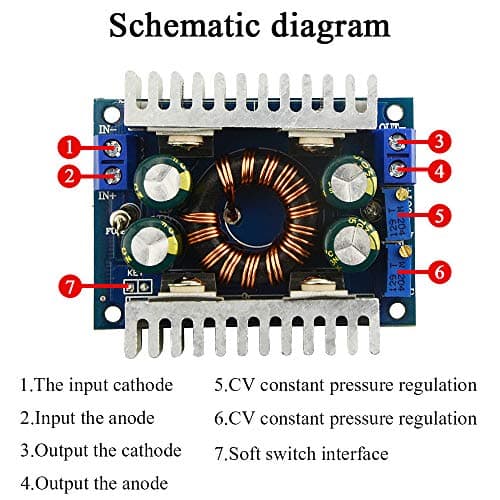 BGTXINGI 8A DC-DC High-Power Buck Boost Converter Module Adjustable Constant Voltage Constant Current Power Module Charging LED Drive with Short Circuit Protection — view 2