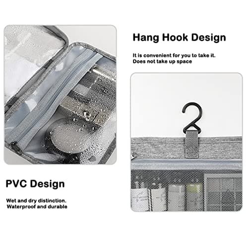 Hanging Travel Toiletry Bag for Women Men Large Wash Bag Waterproof Travel Make up Bag Organiser Foldable Compact Toiletries Bag Portable Cosmetic Bag Travelling Essentials for Business Trip Vacation — view 2
