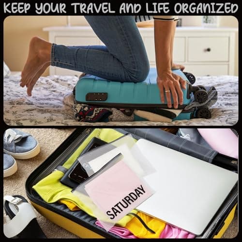 14 Pcs Packing Cubes for Suitcase Travel Days Plastic Ziplock Seal Clothes Bags Week Daily Travel Organizer Pouches Luggage Organiser Pouch Hospital Bag for Family Vacations Summer Camp Suitcase — view 5