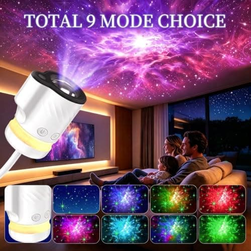 Crebeau Galaxy Projector Night Light, USB Powered 360° Adjustable Green Star Nebula Effect with Remote Control, Ideal Room Decor for Teens Adults — view 3