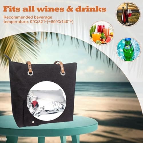 Eidoct Wine Handbag with a Water Dispenser, a Canvas Wine Bag with Hidden Insulated compartments, a Portable Beach Wine Bag for picnics, Camping, and Travel, and a Gift for Wine Enthusiasts(Black) — view 5