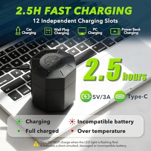 12Pack Rechargeable AA & AAA Battery Pack with Charger Startion (8pcs AA + 4pcs AAA), 1.5V Long-Lasting Lithium with Universal Charger & Storage Box for Blink Outdoor Cameras & Toys — view 2