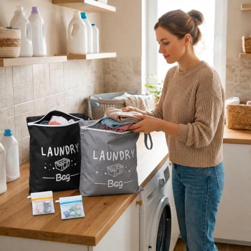 Travel Laundry Bag, 4pcs Small Laundry Bag, Laundry Bags Set with Multiple Sizes, Ideal for Wet Swimwear Storage and Clothing Organisation, for Family Vacation, Swimming and Gym — view 5