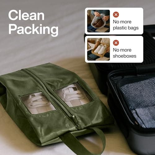 TRAVEL DUDE Shoe Bag, Travel Boot Bag, Clear Window, Forest Green, Set Of 2 — view 2