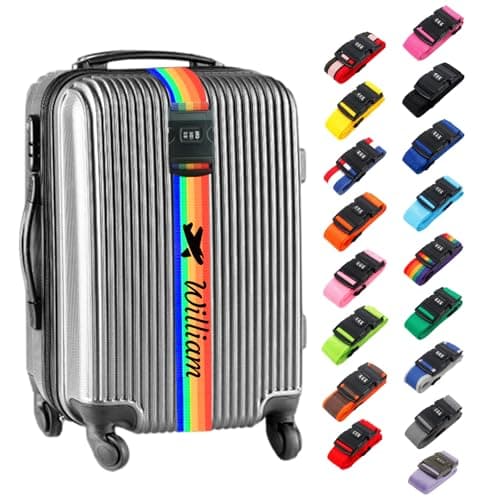 Personalised Luggage Strap with Lock, Custom Suitcase Strap, 1 Pc