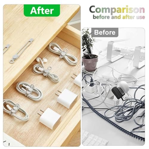 Data Cable Organizer, Elastic Reusable Silicone Cable Straps Cord Organizer for Bundling and Fastening Earphone, Phone Charger (12 PCS) — view 4
