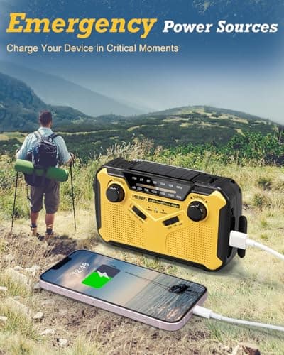 PRUNUS J-369 Wind Up Radio Solar, AM/FM Emergency Hand Crank Radio — view 5