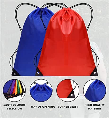 SAWANS Drawstring Bags Gym Swimming School Sports Bag Unisex 2PCS Trainer String Bag Sack Backpack PE Bags for Women Men Children Travel Beach Kids Boys Girls Outdoor Shopping Holidays (Blue/Red) — view 5