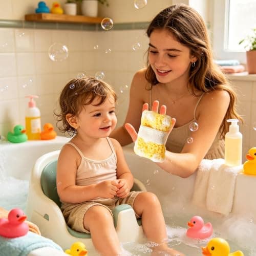 Bathing Body Sponge Anti-Slip Massaging with Soap Holder — view 2