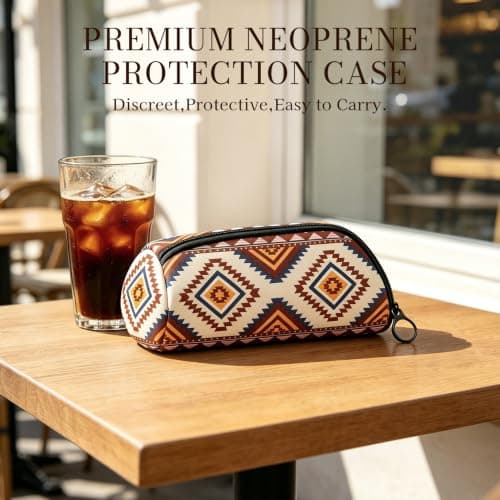 Portable Round Pill Box with Zipper Pouch, Neutral Boho Travel Pill Organiser for Tablets, Vitamins, Capsules and Supplements, Compact Medicine Case — view 2