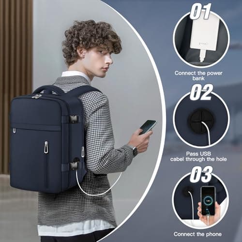 OTAHGK Cabin Bags 40×30×20 for Ryanair Underseat Carry-ons Travel Backpack Hand Luggage Bag Cabin Size 24L Flight Rucksack Casual Daypack School Office Backpack Fit 14 Inch Laptop-Blue — view 6