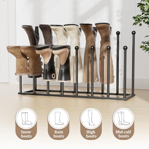 pickpiff Free Standing Shoe Rack - Black Metal Shoe Storage, Shoe Racks Storage for Dorm Room, Closet, Entryway, Bedroom, Patio Outdoor, Hallway, Organiser Storage Fit for 8 Pairs Boot — view 6