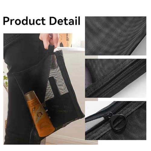 4 Pcs Small Makeup Bag for Handbag,Pouches for Handbags,Black,14×19cm — view 3
