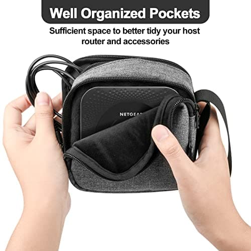 CaSZLUTION Travel Case Replacement for NETGEAR Nighthawk M5 5G Mobile Hotspot with WiFi 6 (MR5200, MR5100)/ M6 (MR6110)/ M6 Pro (MR6500)/ Mobile Hotspot 4G LTE Router MR1100 Storage Bag - Case Only — view 2