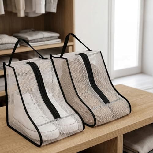 SUNNYNEST 5-Piece Boot Storage Bags – Dustproof, Waterproof Portable Shoe Protectors for Boots, Sneakers, Stilettos – Clear Zippered Shoe Organizer with Handle (Clear, 5 PCS Short) — view 2