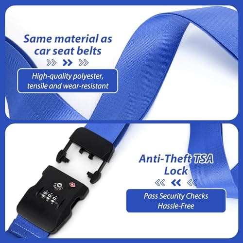 Linpr Adjustable Cross Luggage Straps with TSA Approved Locks, Dark blue — view 6