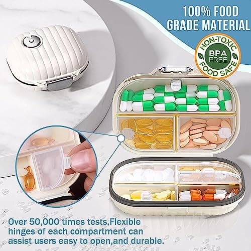 Ptyism 2 Pcs Travel Pill Organiser（Large and Small） Portable Pill Box丨Pill Box Travel，Small Tablet Box Medicine for Travelling，Storage of Vitamins and Daily use etc — view 4