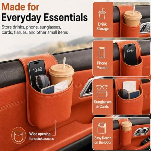 Car Door Cup Holder - 4.13 Inch Faux Leather Drink — view 4