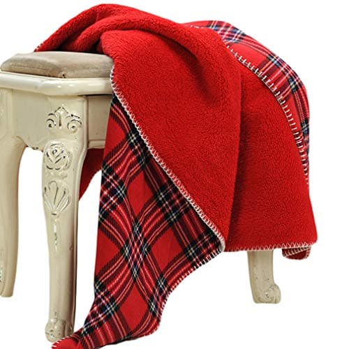 Beskie Fleece Throw Blanket for Sofa Couch Bed Travel | Red Black Tartan Plaid Pattern Check Home Decor Decorative Throw Blankets | Warm Cozy Christmas Blanket | 51" x 63"
