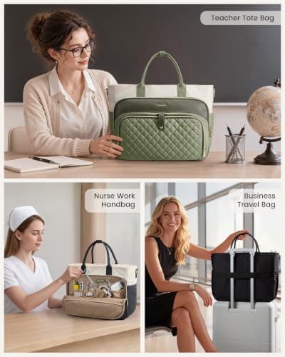 LOVEVOOK Laptop Tote Bags for Women Large Teacher Nurse Work Bag Professional Computer Briefcase Messenger Bag for College Business Office Nursing Travel — view 2