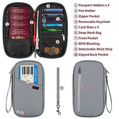 Vinsani Passport Holder Travel Wallet, RFID Blocking Document Organiser — view 5