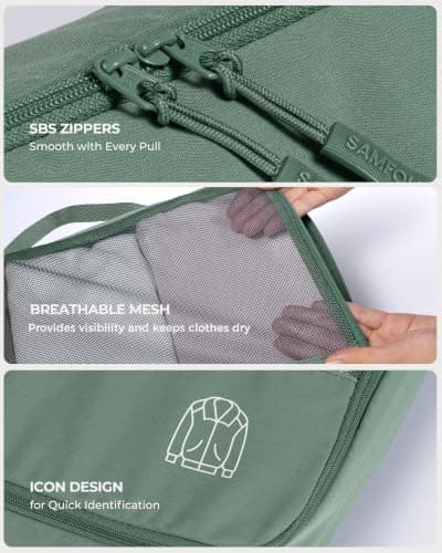 Samfolk Packing Cubes for Suitcases, 8 Set Travel Packing Cubes for Backpack, Lightweight Suitcase Organiser Bags with Laundry Bag,Green — view 4