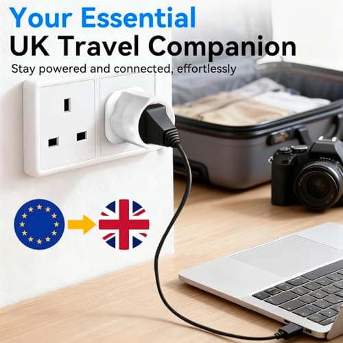 VGUARD European to UK Plug Adapter 6 Pack BS8546 Certified Travel Adapter 2-Pin to 3-Pin, EU Schuko to UK Plug with 13A Fuse for Europe French Spanish German Turkish to UK Socket - White — view 4