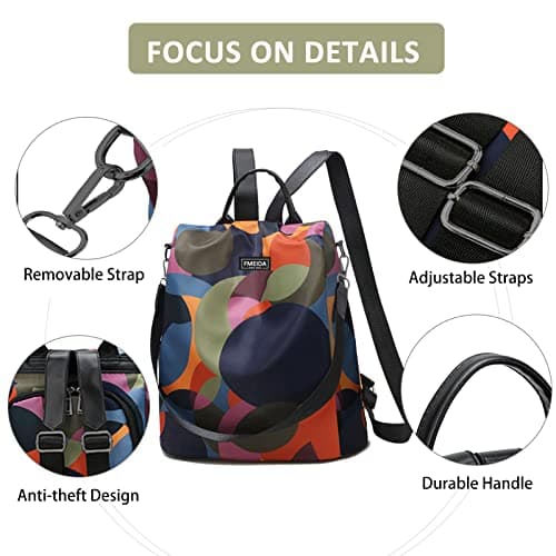 Fmeida Anti Theft Backpack for Women Small Travel Rucksack Water Resistant — view 3