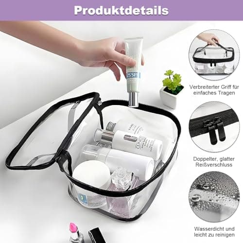 Clear Toiletry Bag, 2PCS Clear Make up Bag, Transparent Cosmetic Bags — view 3