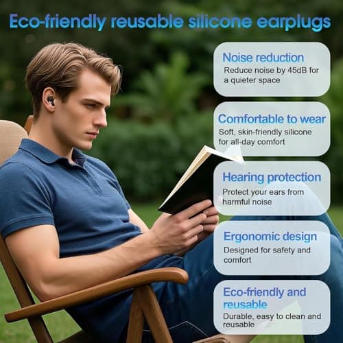 Mokeum Ear Plugs for Sleeping Noise Cancelling-45dB, Flexible Reusable Silicone Earplugs with 8 Eartips and Carrying Case for Focus, Travel, Concert, Work, Hearing Protection Ear Plugs (Black) — view 4